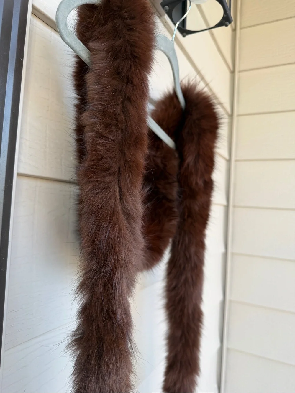 Vintage Genuine Brown Animal Fur Boa Scarf Stole – Extra Long 108” / 9 Ft